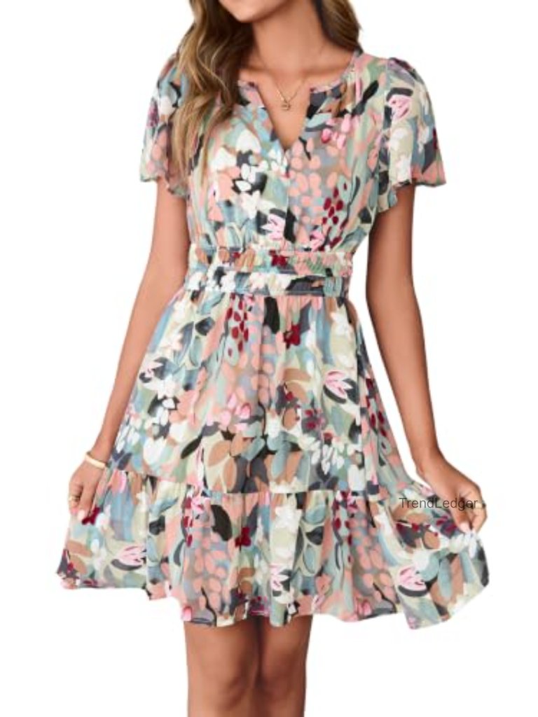 Flowy Chiffon Mini Dress With Lining - A-Line Boho